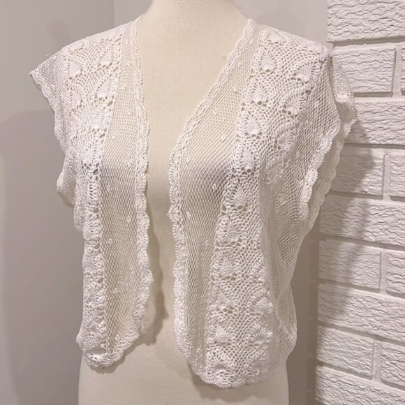 Hand-crocheted lace cotton, Vest, amazing pattern entirely handmade - Picture 2 of 11